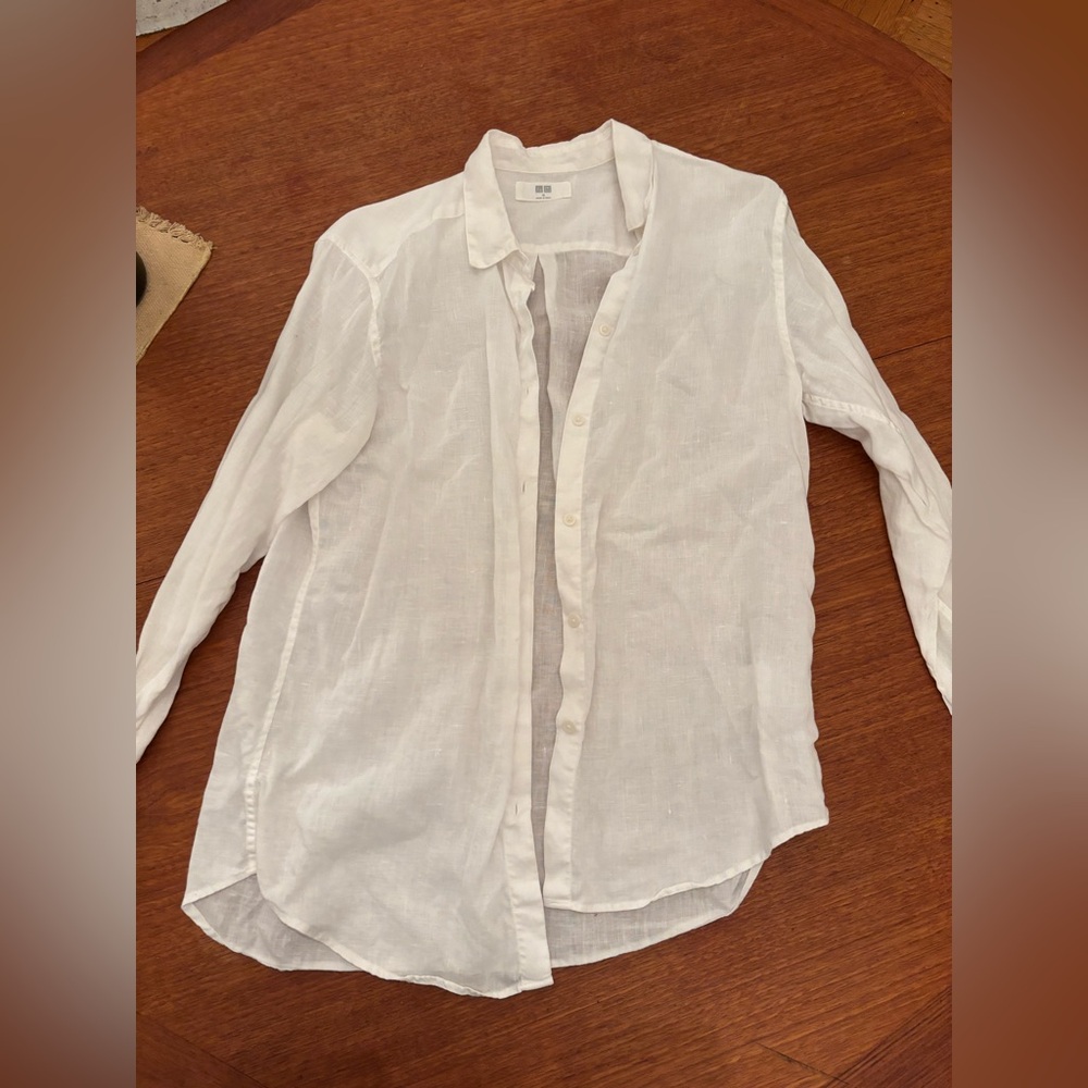 Uniqlo Linen Button-down Shirt- White